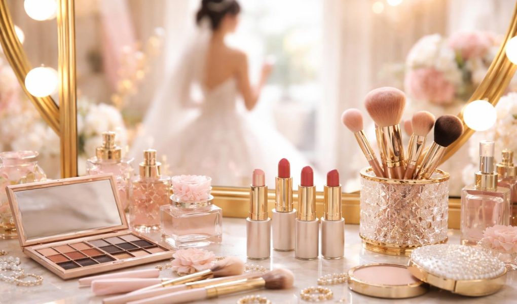 table-maquillage-produits-mariee-preparation