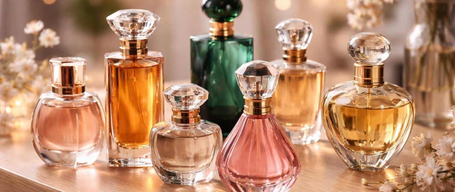 flacons-parfum-table-bois-ambiance-chaleureuse