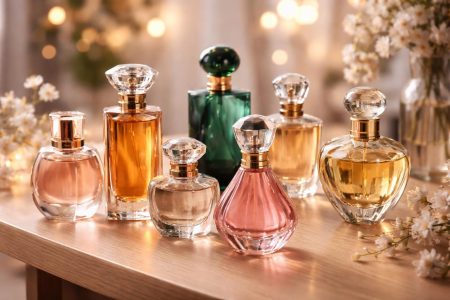 flacons-parfum-table-bois-ambiance-chaleureuse